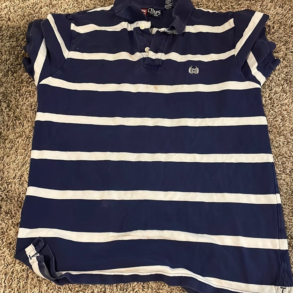 CHAPS navy blue and white polo. Size Medium